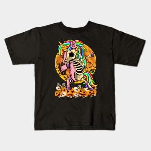 Unicorn Zombie Skeleton Dabbing Pumpkin Halloween Girls Women Kids T-Shirt